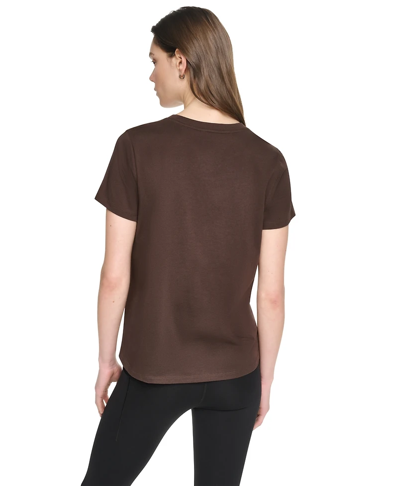 Dkny Sport Women's Puff Varsity Logo Relaxed-Fit Crewneck T-Shirt
