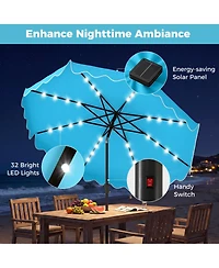 Sugift 10 Feet Solar Led Patio Umbrella with 32 Lights and Weighted Sandbag Base