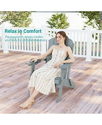 Sonkuki Folding Adirondack Chair with Retractable Cup Holder, Hdpe Fire Pit Patio Seating, Heavy Duty Outdoor Lawn Furniture