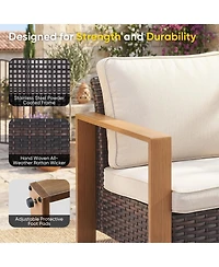 Pocassy Wicker Patio Chairs Set of 2,Oversize Outdoor with High Backrest Metal Armrest, All Weather Pe Rattan Seating