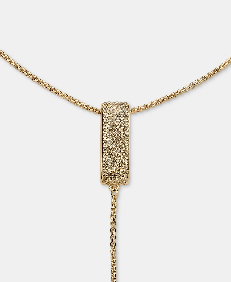 Karl Lagerfeld Paris Pave Link Lariat Necklace, X" + 3" extender
