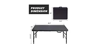 homfan 4FT Folding Table – Adjustable Height, Waterproof, Easy Clean, Portable Plastic with Handle, Fold-in-Half Design, Steel Frame, 300LBS Capacity