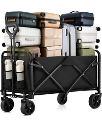 Gnuadz Collapsible Wagon Cart Heavy Duty Folding Beach Grocery Camping Garden Cart