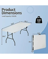 Aofar 6 Feet Folding Utility Party Dining Table Heavy Duty Lock Function