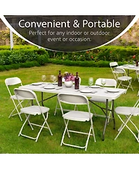 Aofar 6 Feet Folding Table Steel Portable Heavy Duty