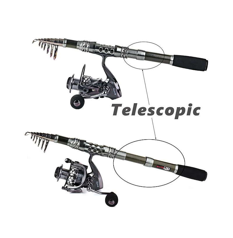 Aofar 10.8 Feet Rod + Xy Telescopic Fishing Rod Reel Carbon Fiber Spinning Reel Combo
