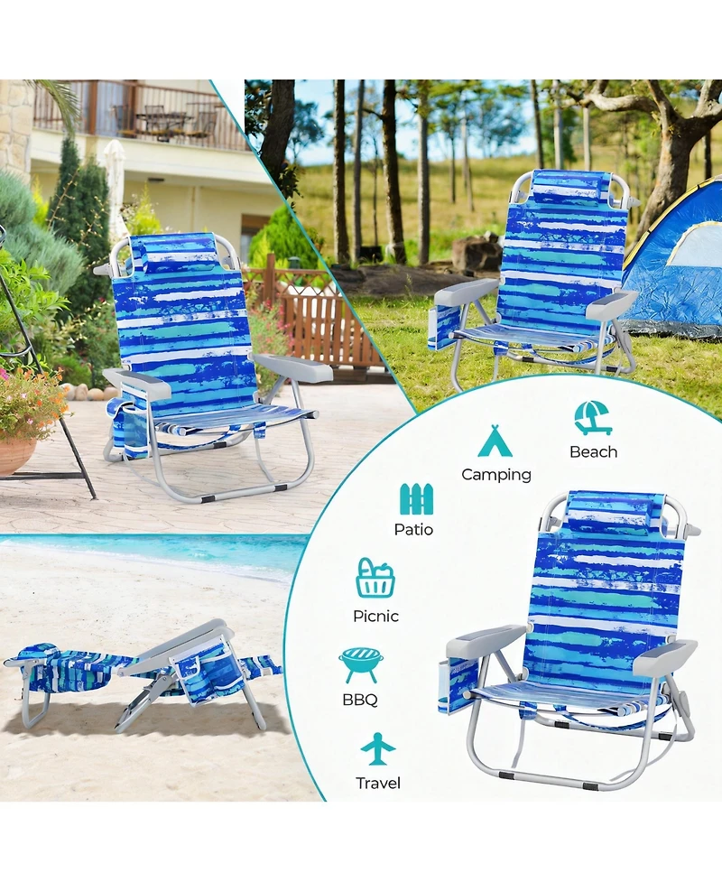 Aofar 2 Pack Beach Chair Folding Aluminum Camping Lounge outdoor