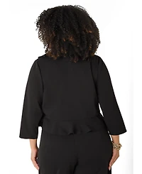 Ashley Stewart Plus Ruffled Open Front Jacket