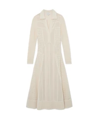 Reiss Women's Lindy Pointelle-Knit Long-Sleeve V-Neck Midi Dress
