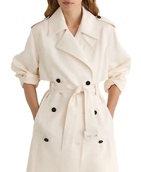 Reiss Women's Charli Double-Breasted Trench Coat with Linen