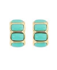 Macy's Gold-Plated Howlite Turquoise Rectangle Bezel Huggie Hoop Earrings