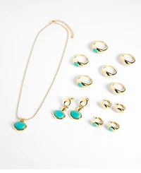 Macy's Gold-Plated Howlite Turquoise Oval Beaded Necklace