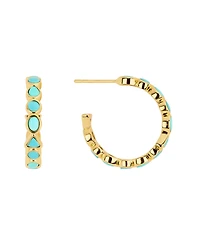Macy's Gold-Plated Howlite Turquoise Geometric Hoop Earrings