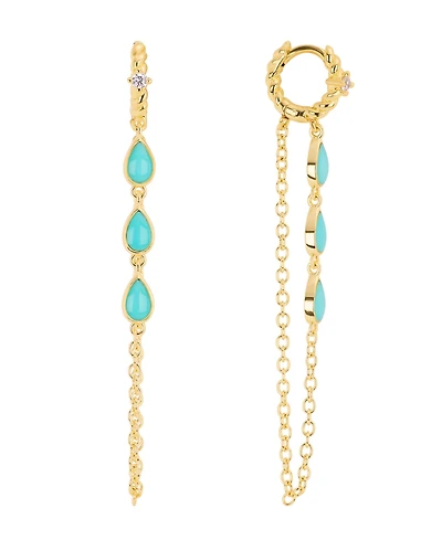 Macy's Gold-Plated Howlite Turquoise Teardrop Chain Drop Twist Hoop Earrings
