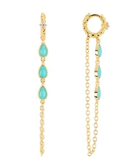 Macy's Gold-Plated Howlite Turquoise Teardrop Chain Drop Twist Hoop Earrings
