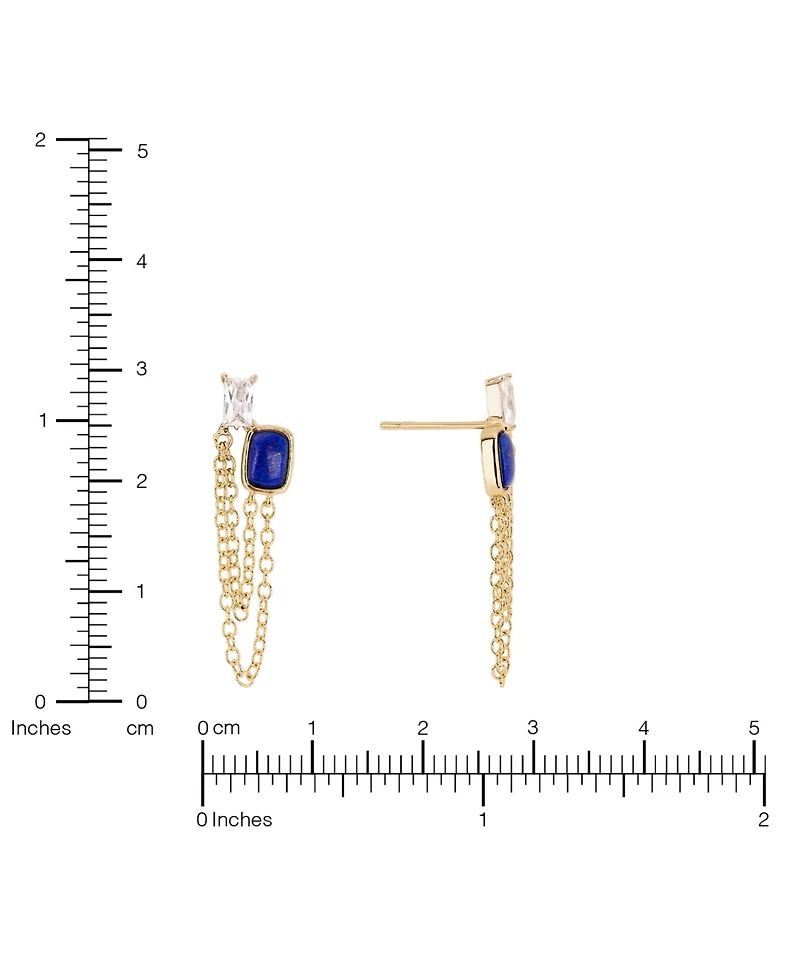 Macy's Gold-Plated Lapis Howlite Simulated Cubic Zirconia Chain Drop Earrings
