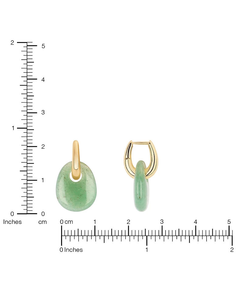 Macy's Gold-Plated Green Aventurine Hoop Drop Earrings