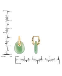 Macy's Gold-Plated Green Aventurine Hoop Drop Earrings