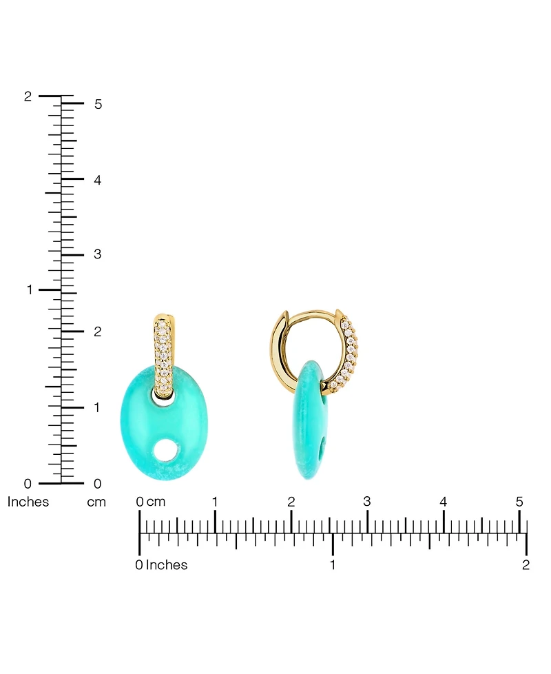 Macy's Gold-Plated Howlite Turquoise Lapis Mariner Cubic Zirconia Huggie Hoop Earrings