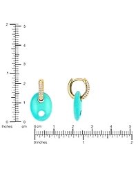 Macy's Gold-Plated Howlite Turquoise Lapis Mariner Cubic Zirconia Huggie Hoop Earrings
