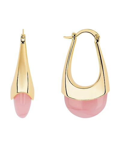 Macy's Gold-Plated Rose Quartz Lapis Elongated Clicktop Hoop Earrings