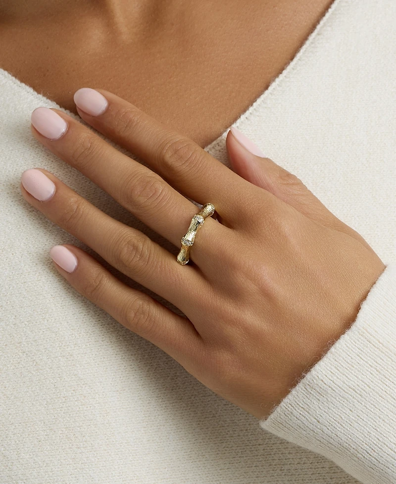 Macy's Gold-Plated Cubic Zirconia Textured Ring