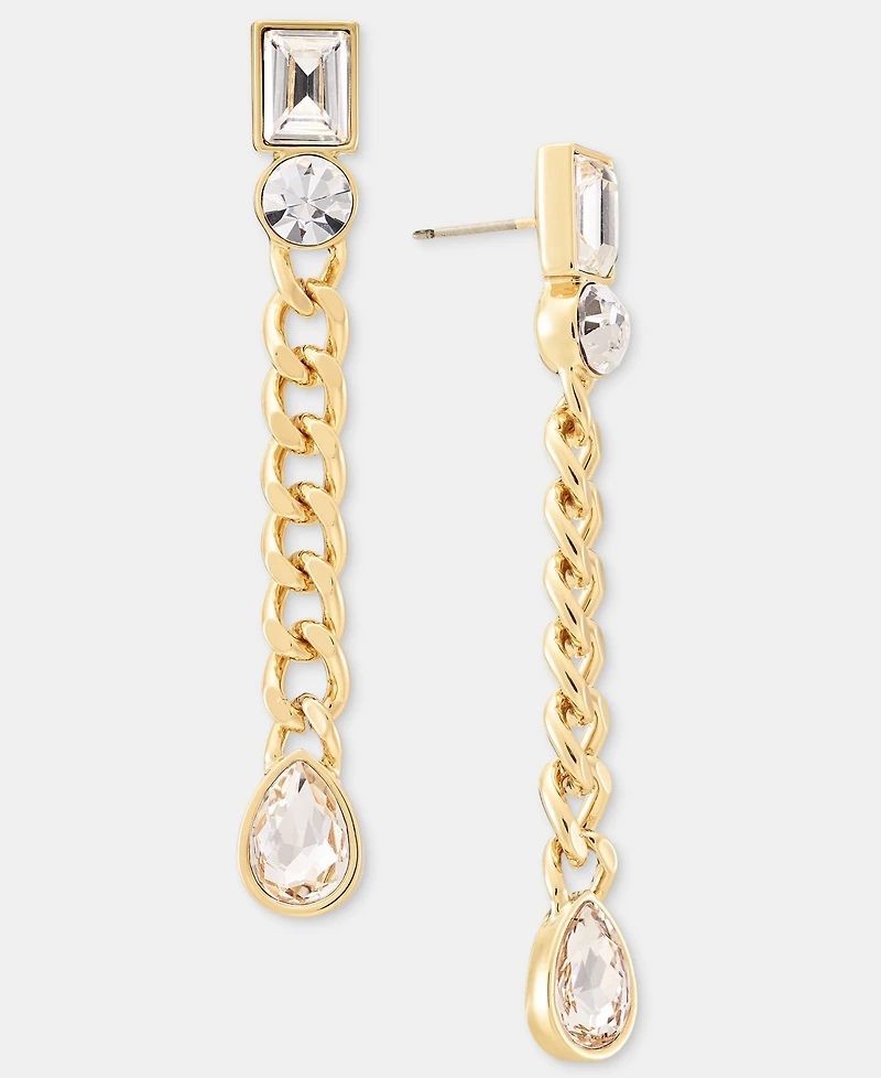Karl Lagerfeld Paris Mixed Crystal Linear Drop Earrings