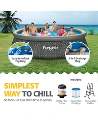 Funsicle 14' x 36" QuickSet Ring Top Above Ground Swimming Pool Dark Herringbone