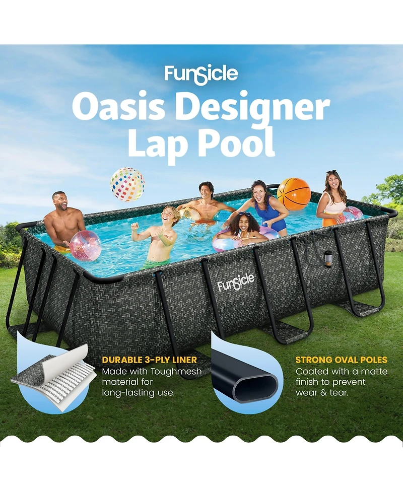 Funsicle 13 Ft Oasis Designer Lap Above Ground Pool w/ Pump, Dark Herringbone