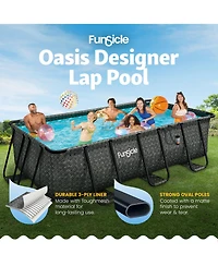 Funsicle 13 Ft Oasis Designer Lap Above Ground Pool w/ Pump, Dark Herringbone