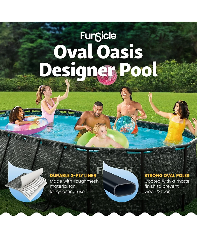 Funsicle 13'11" Oasis Designer Oval Above Ground Pool w/ Pump