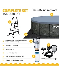 Funsicle 16' x 48" Oasis Designer Round Above Ground Pool, Dark Herringbone
