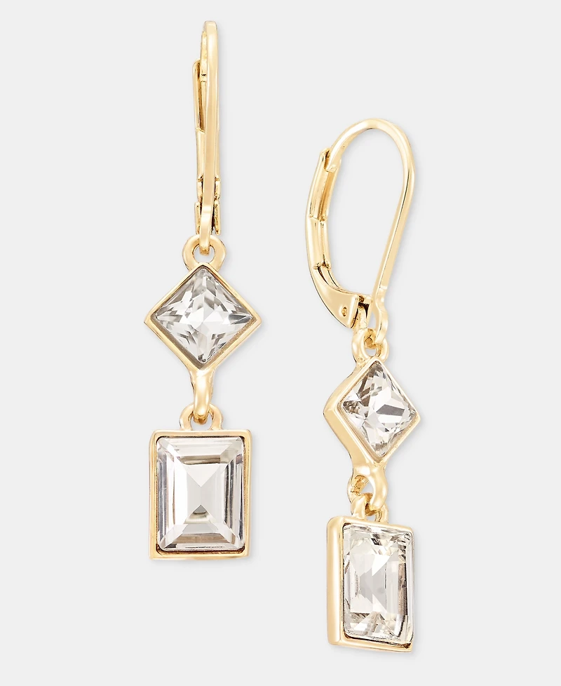 Karl Lagerfeld Paris Square Crystal Double Drop Earrings