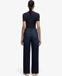 7 For All Mankind Women's Stovepipe Straight Mid-Rise Jeans