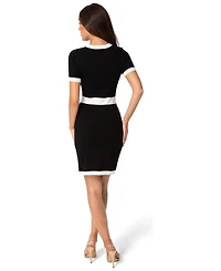 Bebe Women's Short-Sleeve Colorblock Sweater Dress