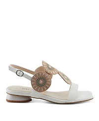 Azura Broider Women's Buckle Leather Sandals with Cushioned Footbed