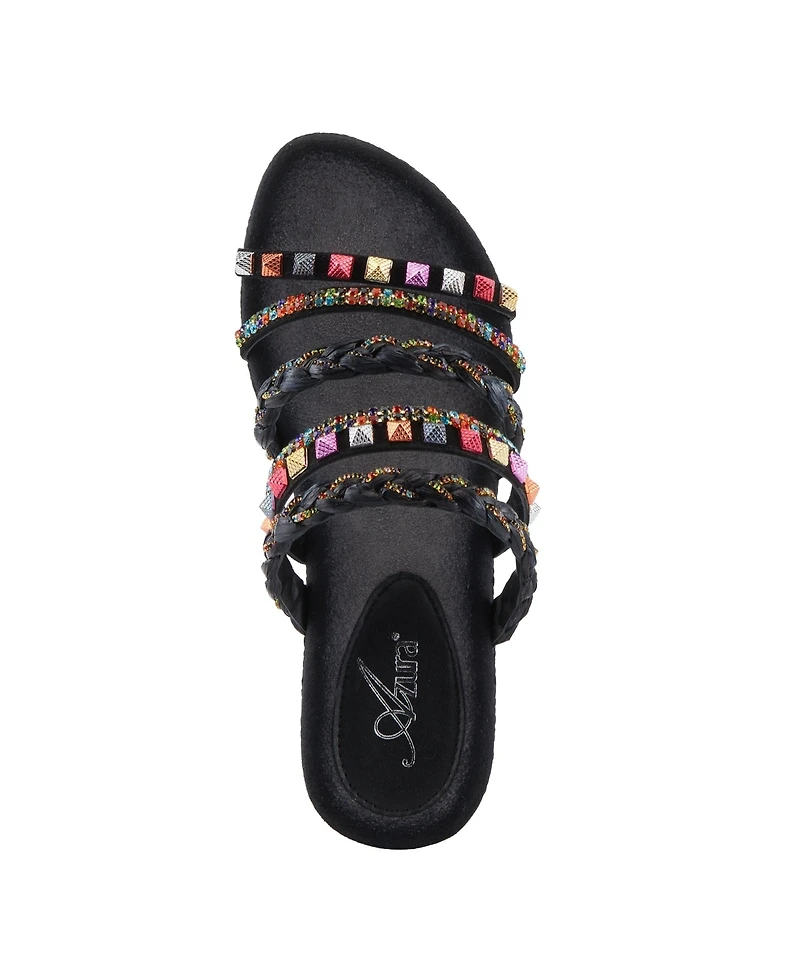 Azura Women's Shinychic Wedge Sandal with Suede Upper