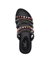 Azura Women's Shinychic Wedge Sandal with Suede Upper