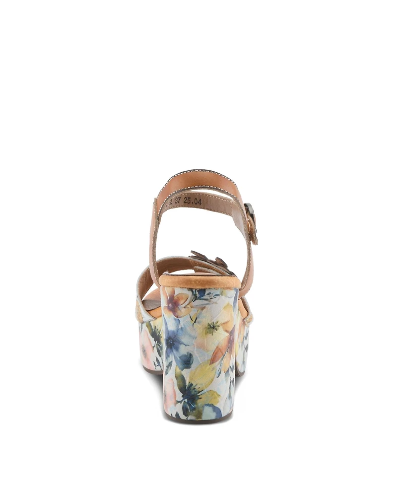 L'Artiste Women's Felis Platform Sandal with Hand-Painted Vamp