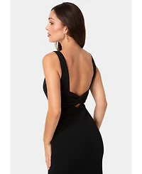 Bebe Women's Twist Back Boatneck Gown