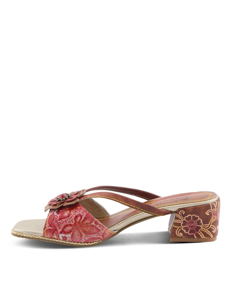 L'Artiste Women's Europa Strappy Sandal with Floral Vamp