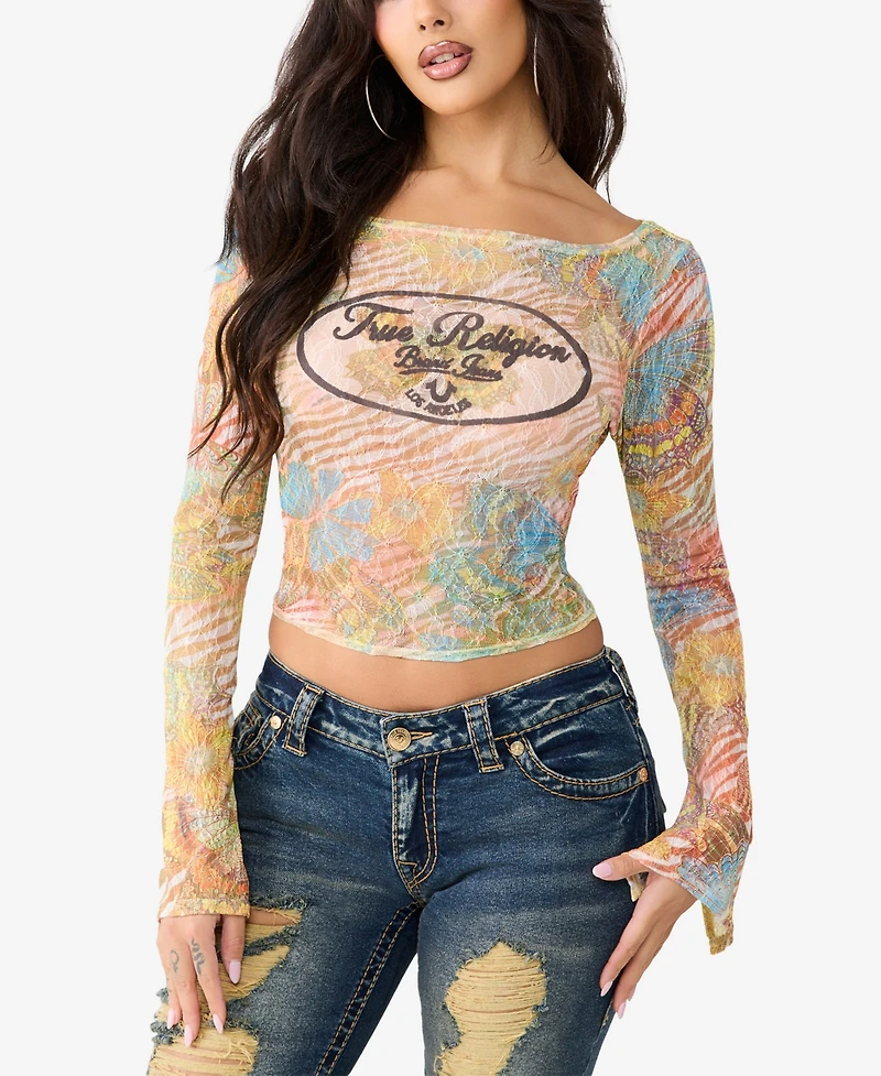 True Religion Women's Butterfly Lace Top