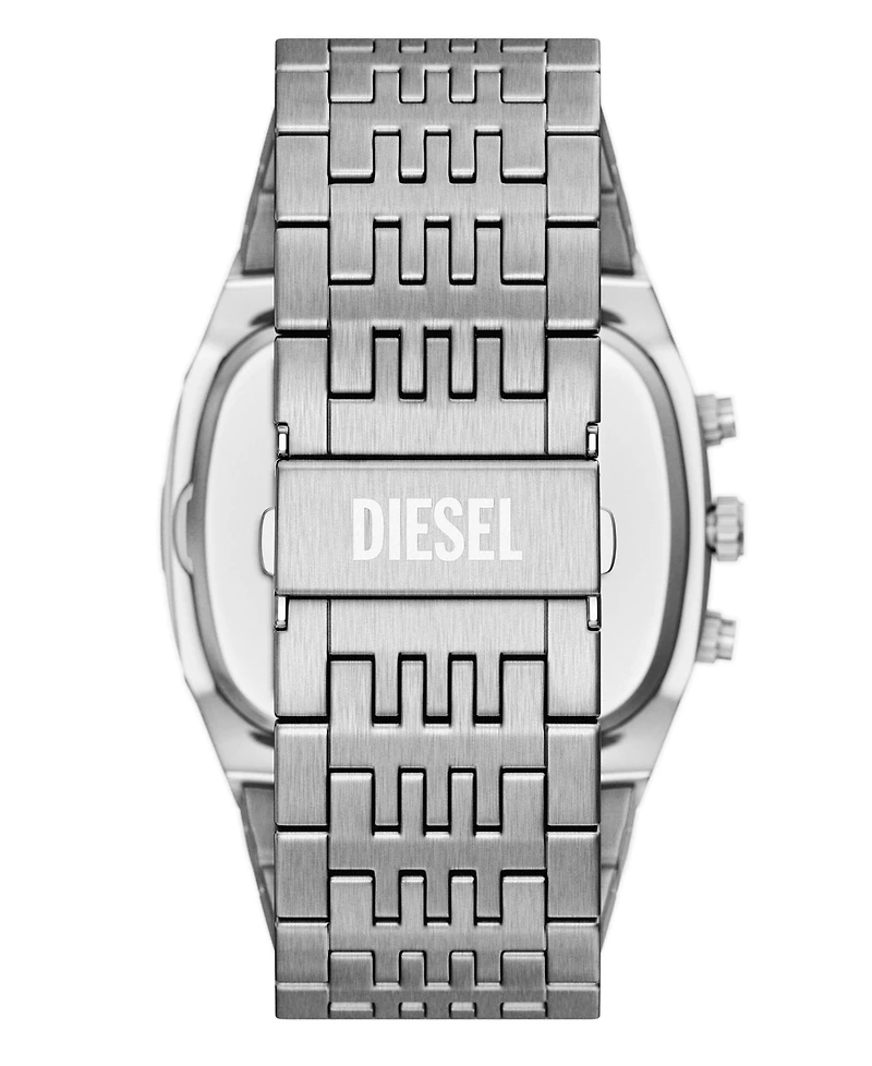 Diesel Men's Spiked Cushion Quartz Chronograph Silver Stainless Steel Watch 45mm