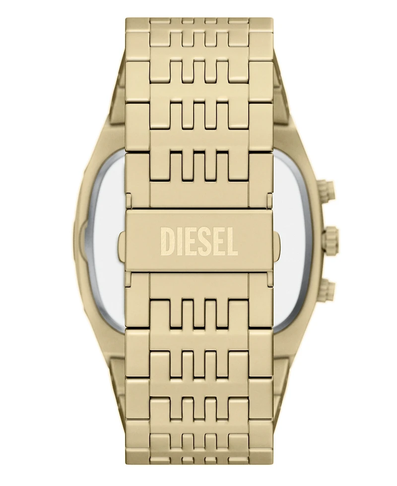 Diesel Men's Spiked Cushion Quartz Chronograph Gold Stainless Steel Watch 45mm