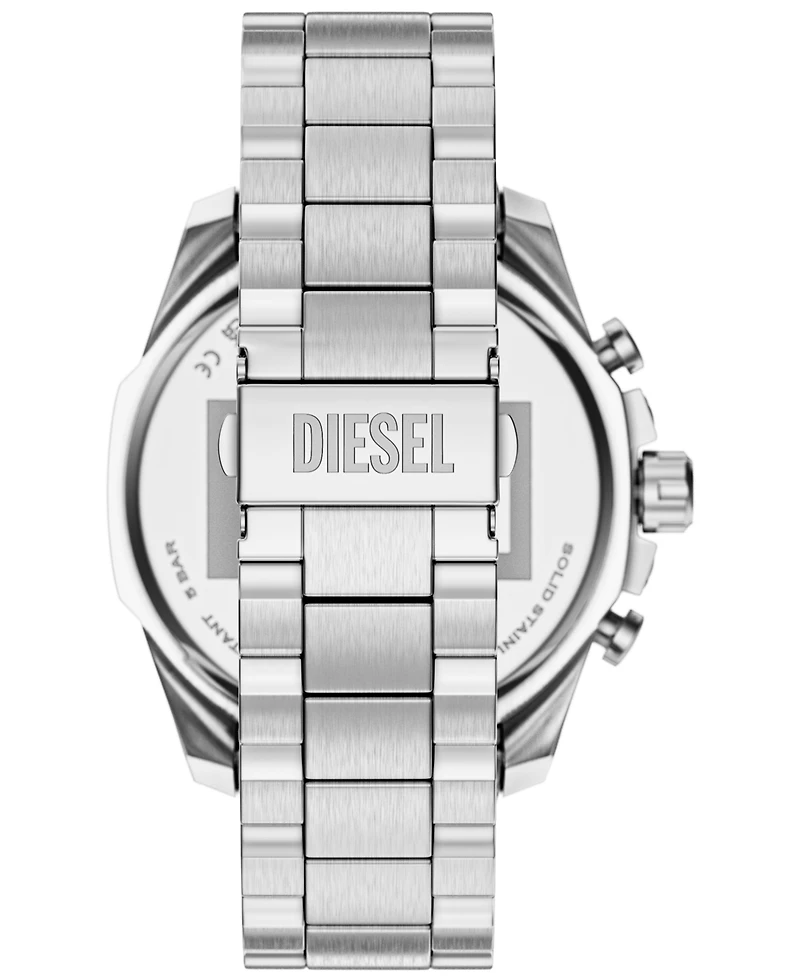 Diesel Men's Mega Chief Slim Quartz Chronograph Silver Stainless Steel Watch 48mm