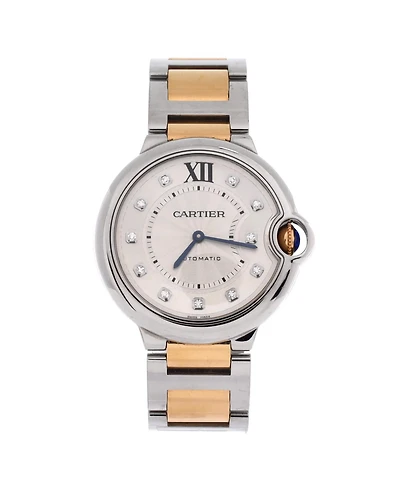 Pre-Owned Cartier Ballon Bleu de Cartier Automatic Watch in Stainless Steel and Rose Gold with Diamond Markers 36mm