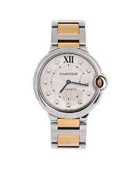 Pre-Owned Cartier Ballon Bleu de Cartier Automatic Watch in Stainless Steel and Rose Gold with Diamond Markers 36mm