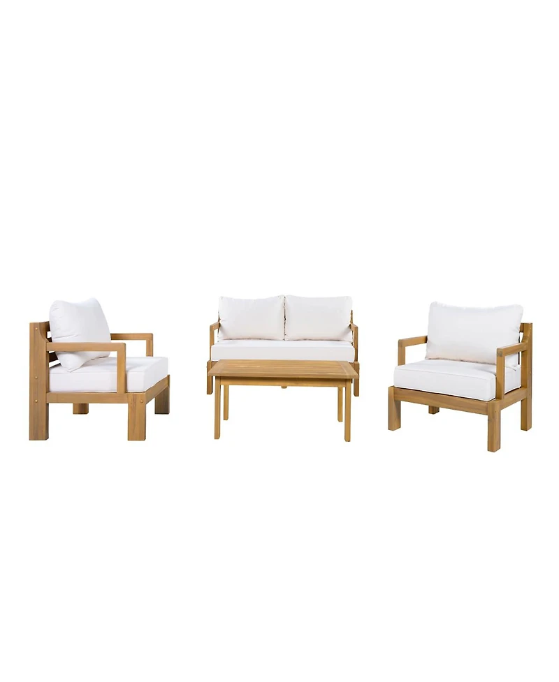 Streamdale Furniture Outdoor 4piece Acacia Wood Patio Chat Set