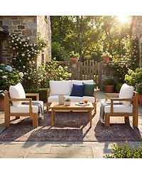 Streamdale Furniture Outdoor 4piece Acacia Wood Patio Chat Set