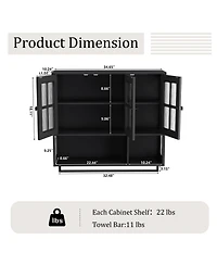 Phying 3-Door Wooden Wall Cabinet Multipurpose Medicine Cabinet Hidden Storage Space Wall Mounted Organizer for Bathroom Entryway Living Room